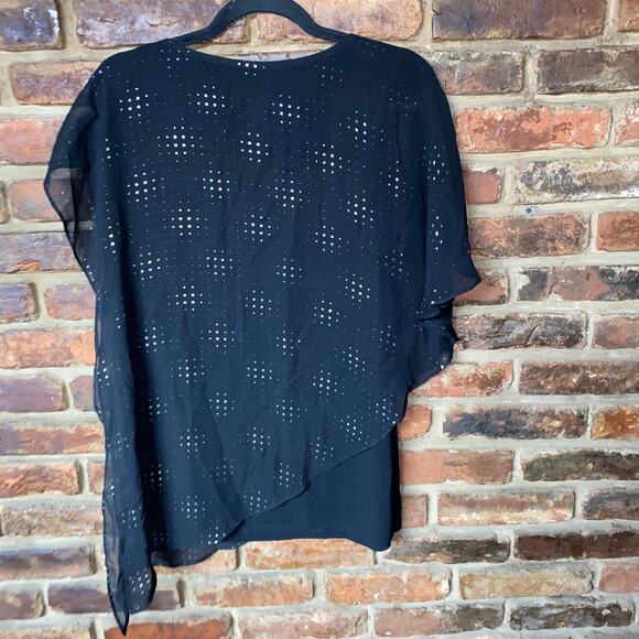 Alyx Black Embellished Flowy Layered Blouse Women's Size Large - Picture 6 of 6